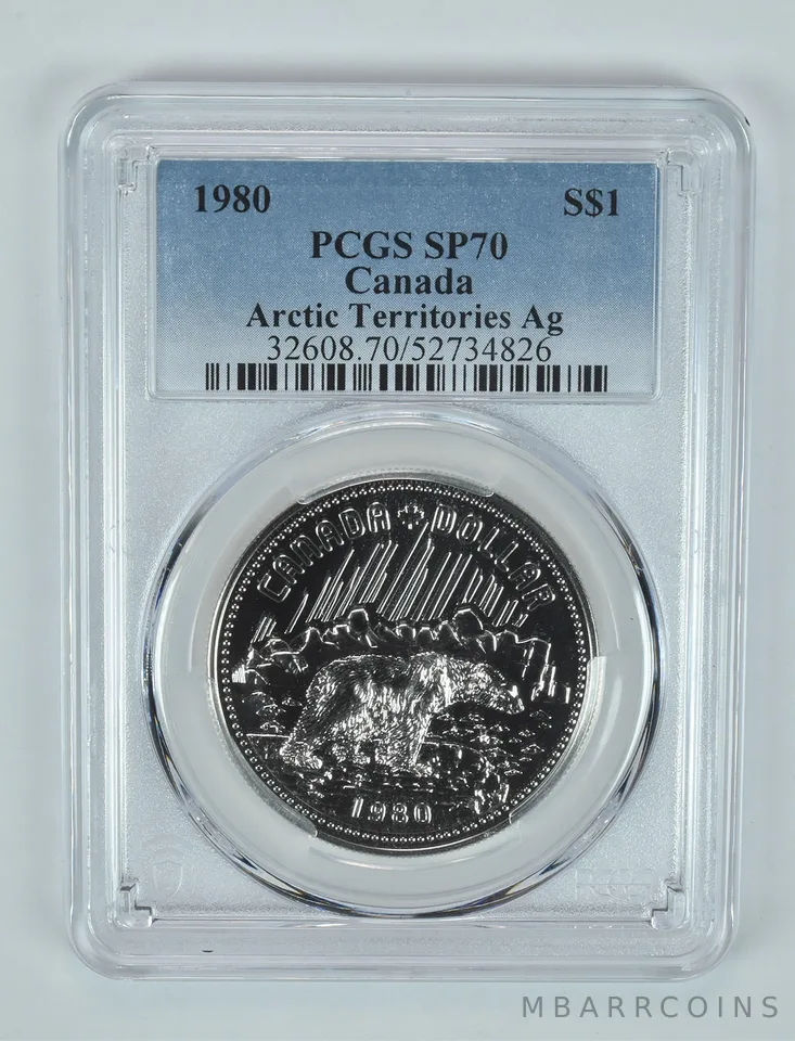 1980 Canada 1 Dollar Silver Arctic Territories SP70 PCGS Blue Label