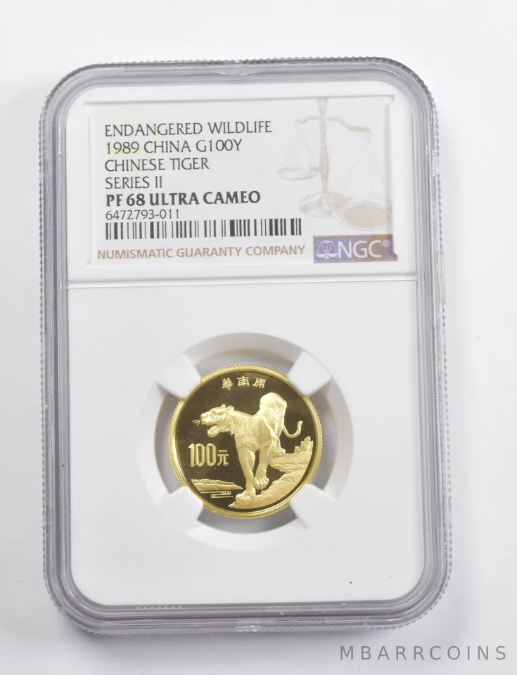 PF68 UCAM 1989 China 100 Yuan Gold Chinese Tiger Series II NGC a3508