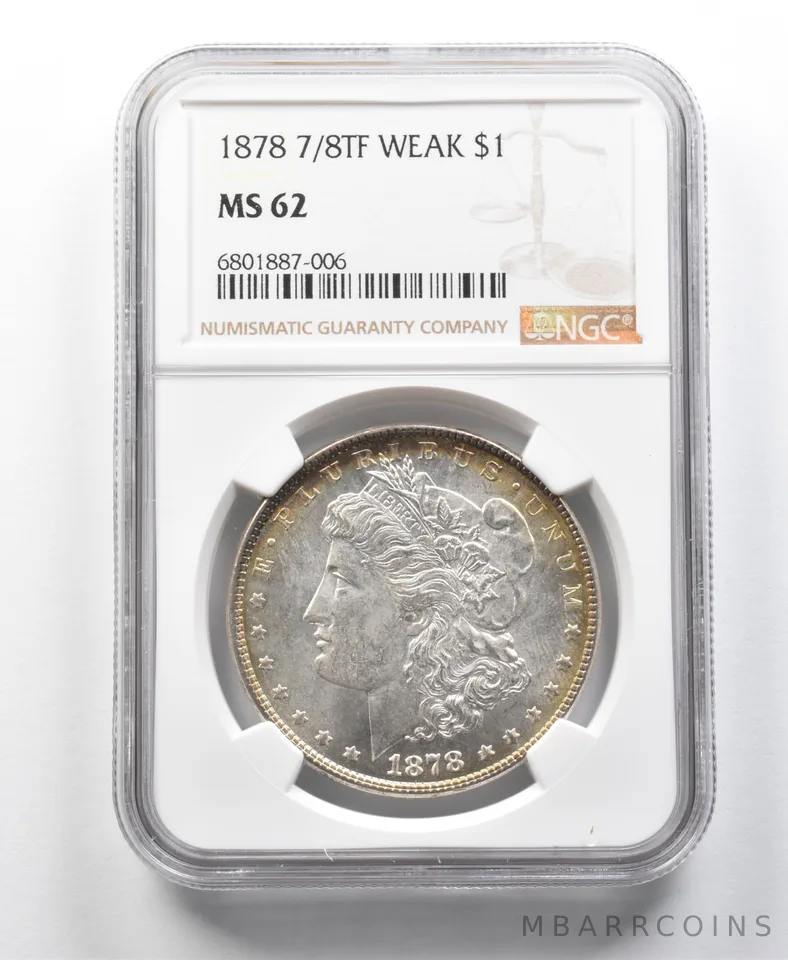 1878 7/8TF Morgan Silver Dollar Weak MS62 NGC *8587