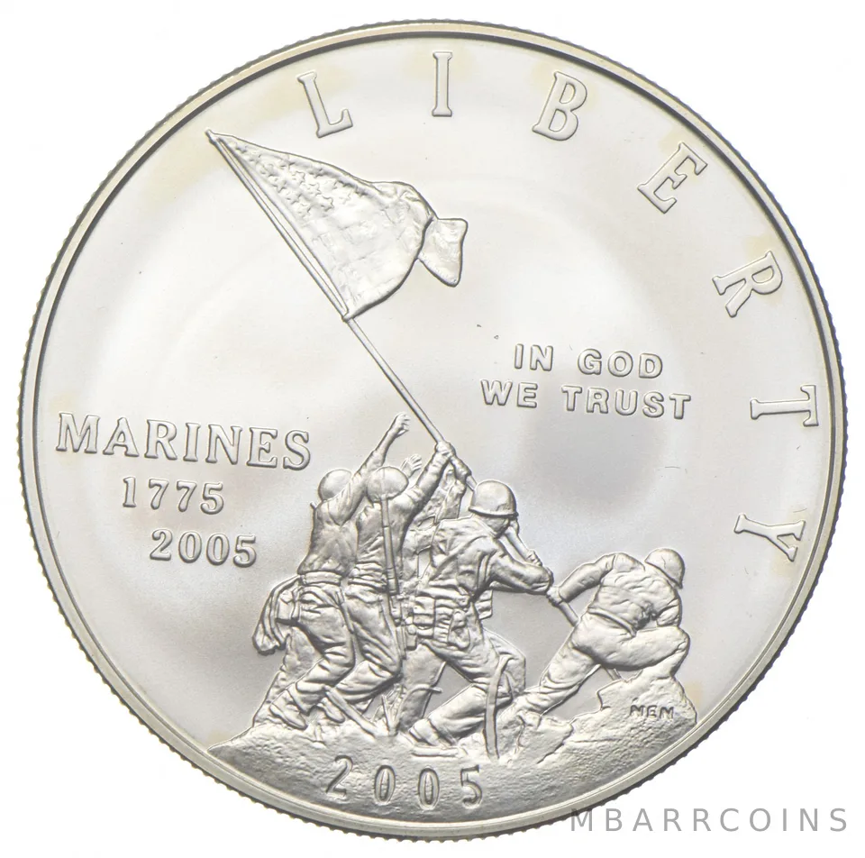 2005-P Unc US Marines Commemorative Silver Dollar $1