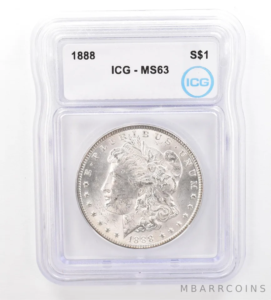 1888 Morgan Silver Dollar MS63 ICG Beautiful Tone Reverse a7374