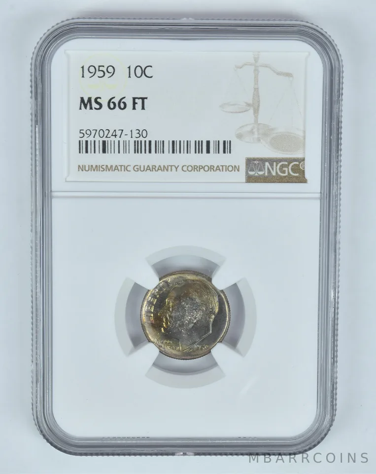 MS66 FT 1959 Roosevelt Dime - Graded NGC Toned! a8920