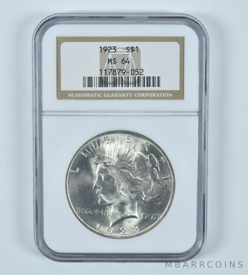 1923 Peace Silver Dollar MS64 NGC Brown Label