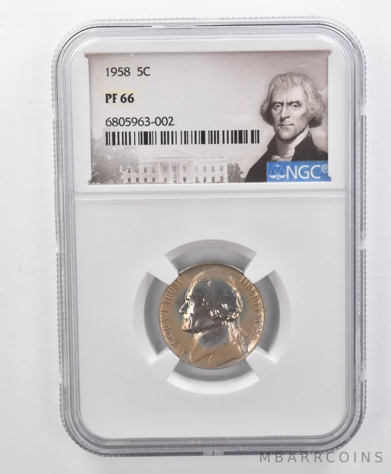 PF66 1958 Jefferson Nickel NGC Beautifully Toned a1605