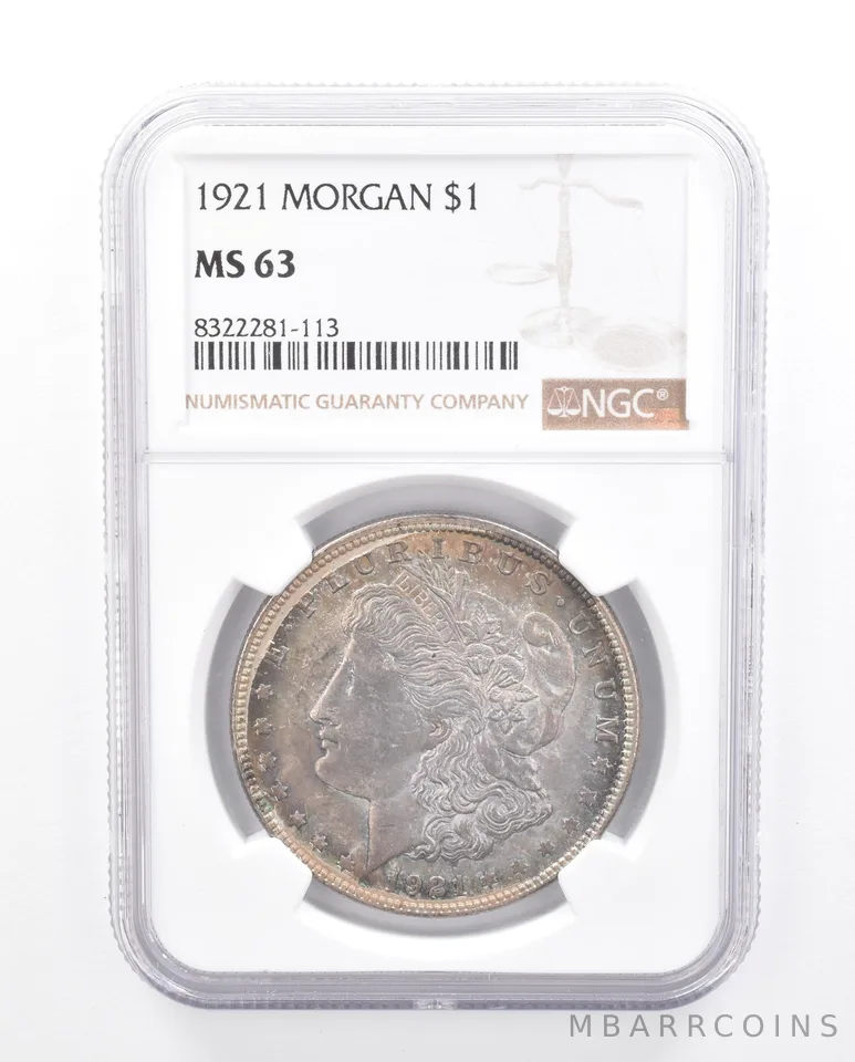 1921 Morgan Silver Dollar MS63 NGC Beautiful Tone *5407