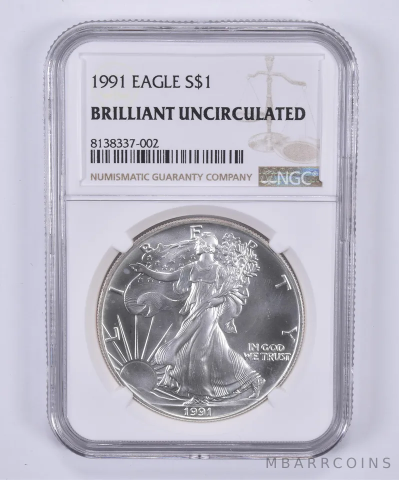 1991 American Silver Eagle BU NGC Brown Label