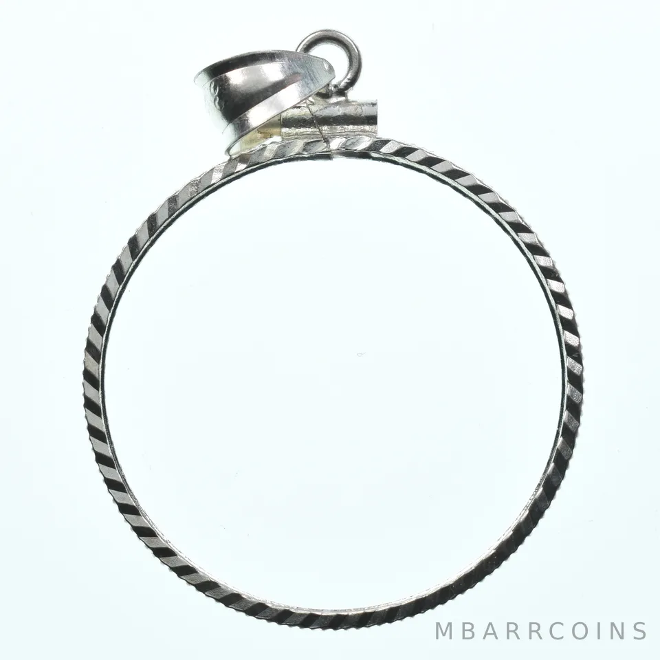 Sterling Silver 26 MM Susan B Anthony $1 Coin Bezel Pendant Frame Edge *2332