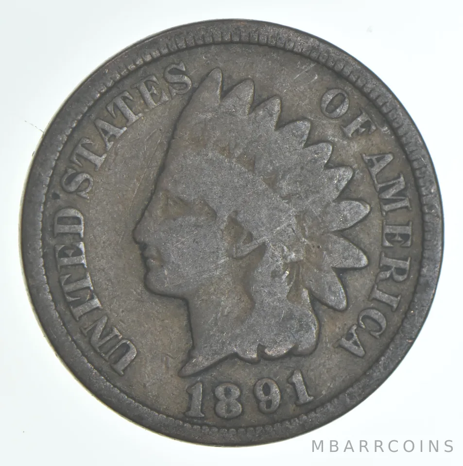 1891 Indian Head Cent AC Average Circ