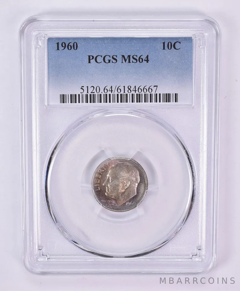 1960 Roosevelt Dime MS64 PCGS Beautiful Tone *1151