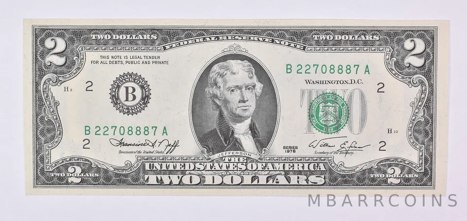 1976 $2 New York NY FRN Green Seal Uncirculated