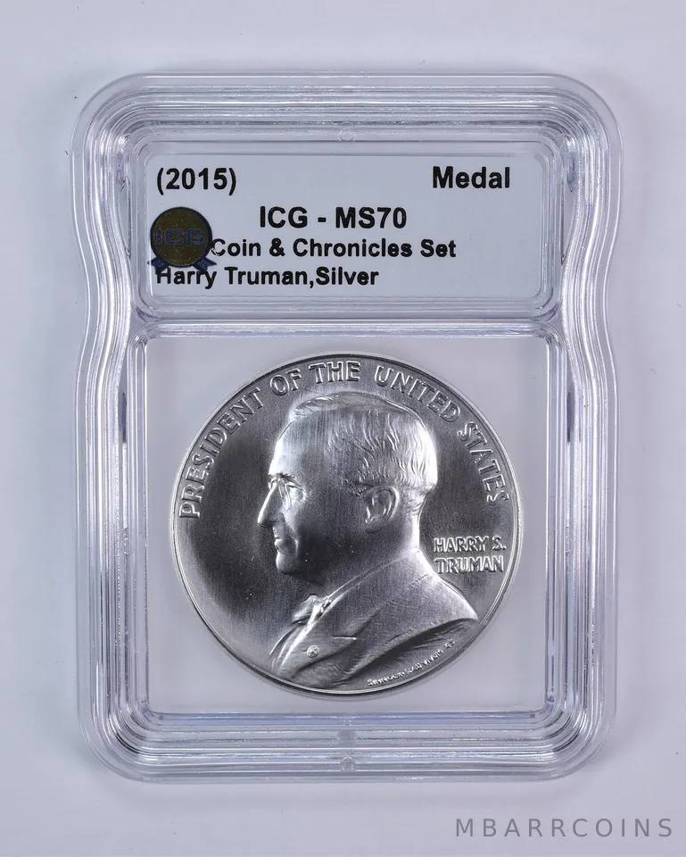 (2015) Presidential Medal Silver Harry Truman Coin & Chronicles Set MS70 ICG