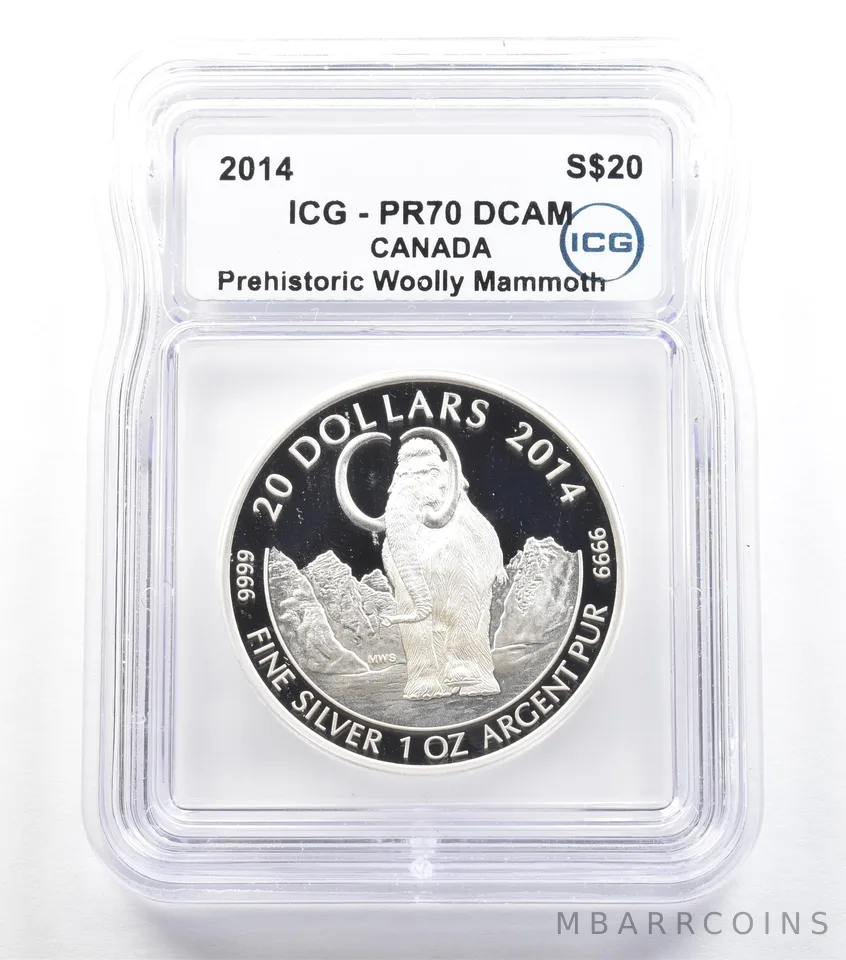 2014 Canada $20 Silver Prehistoric 1 Oz Woolly Mammoth PR70 DCAM ICG *5562