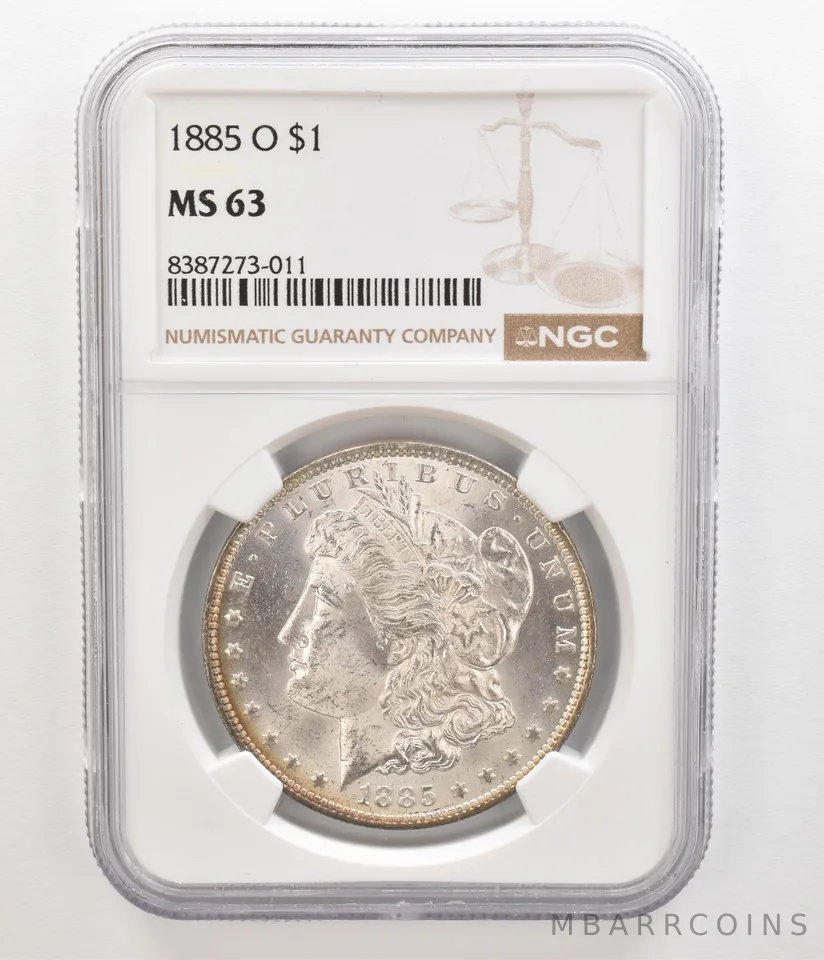 1885-O Morgan Silver Dollar MS63 NGC Beautiful Tone Reverse a5501