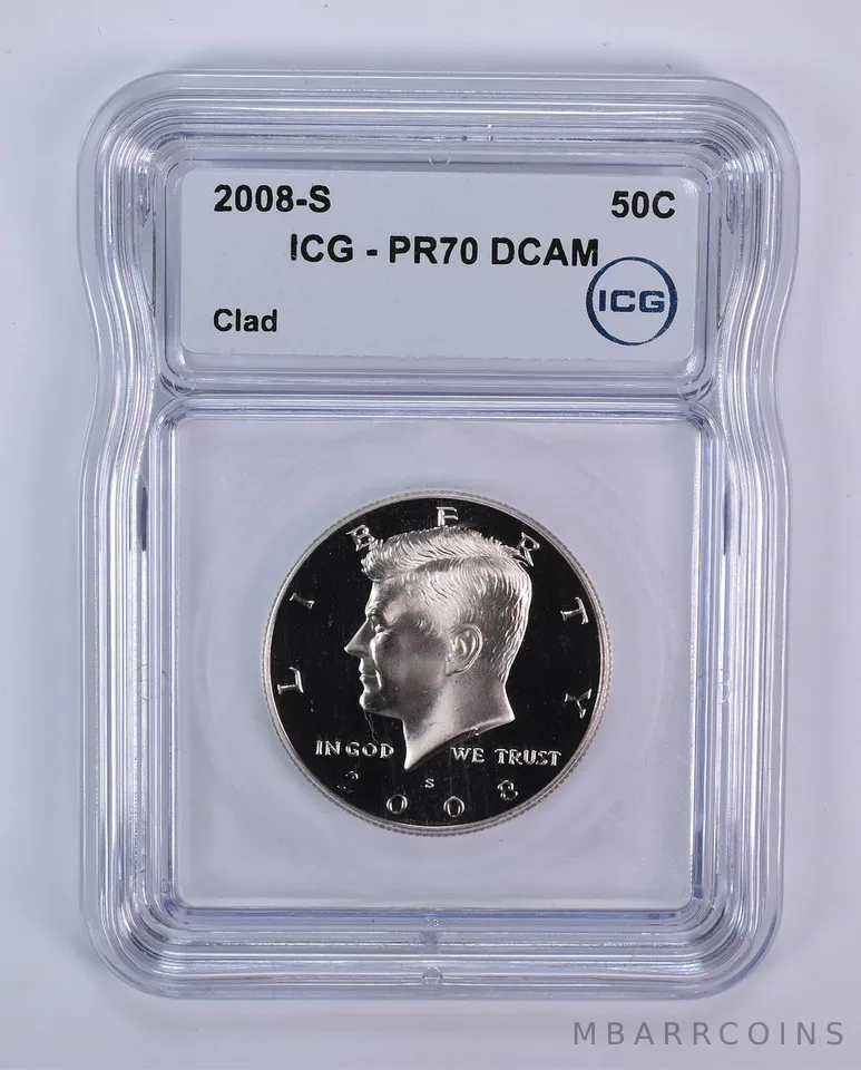 2008-S Kennedy Half Dollar CLAD PR70 DCAM ICG