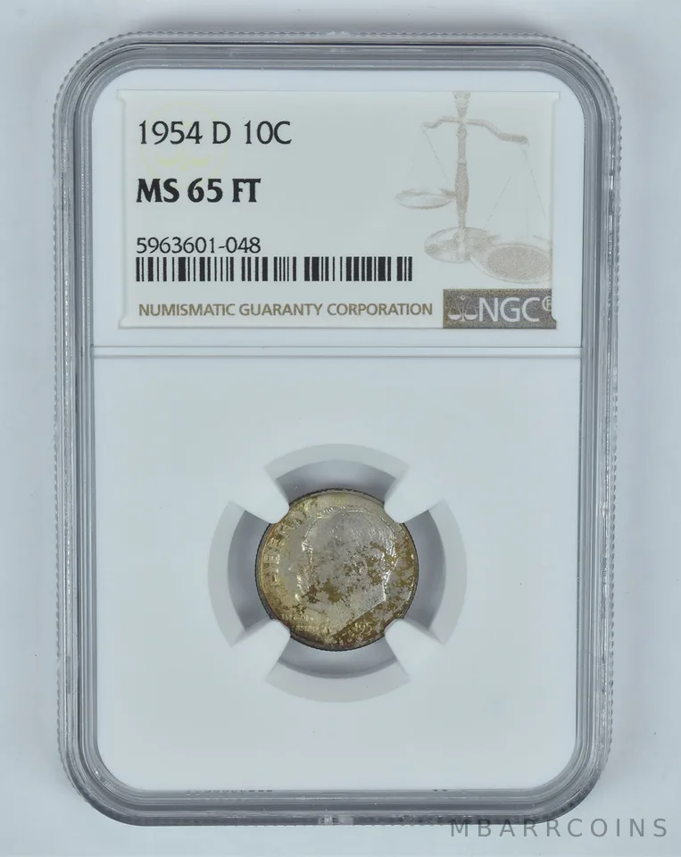 MS65 FT 1954-D Roosevelt Dime - Graded NGC Toned! *9021