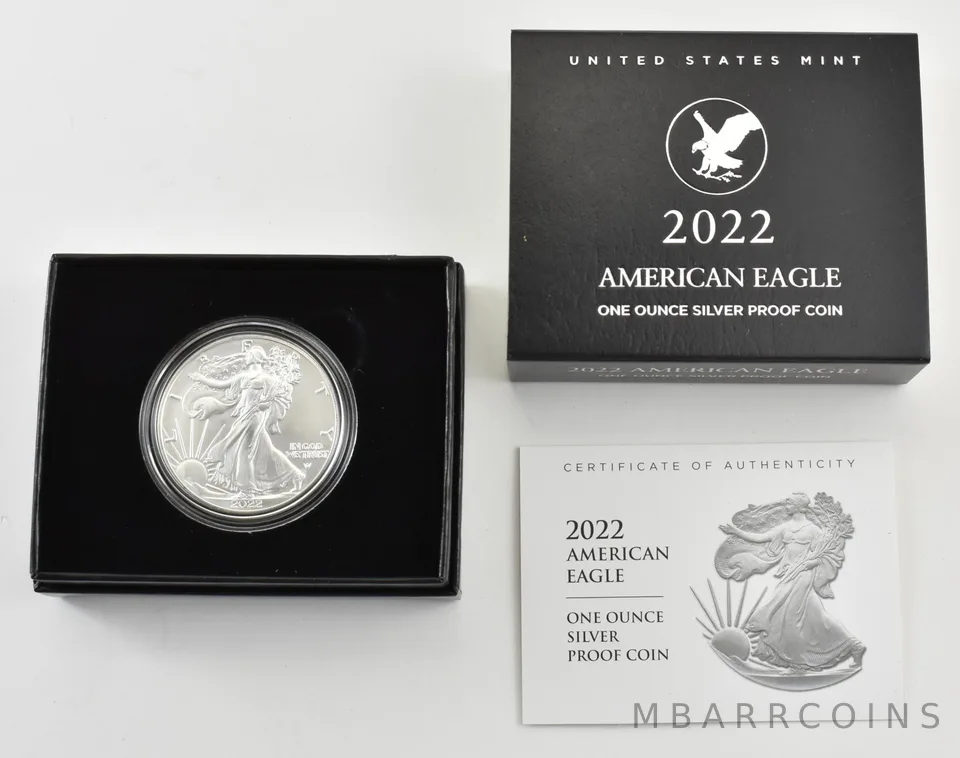 2022-W American Silver Eagle PROOF 1 Oz Silver - Coin & Box & COA