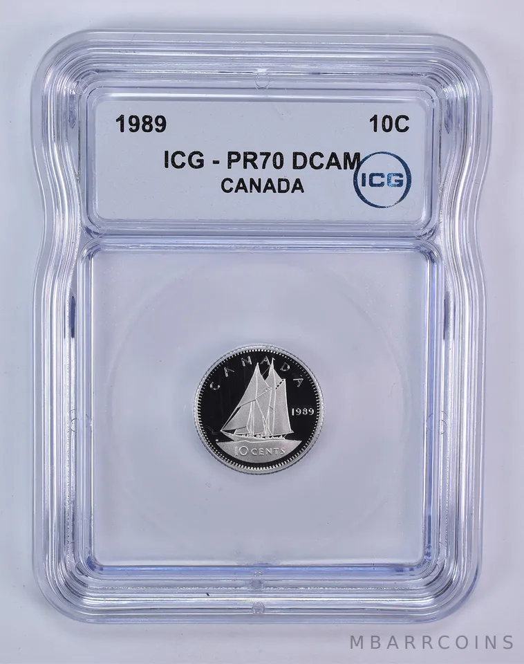 1989 Canada 10 Cents Bluenose PR70 DCAM ICG