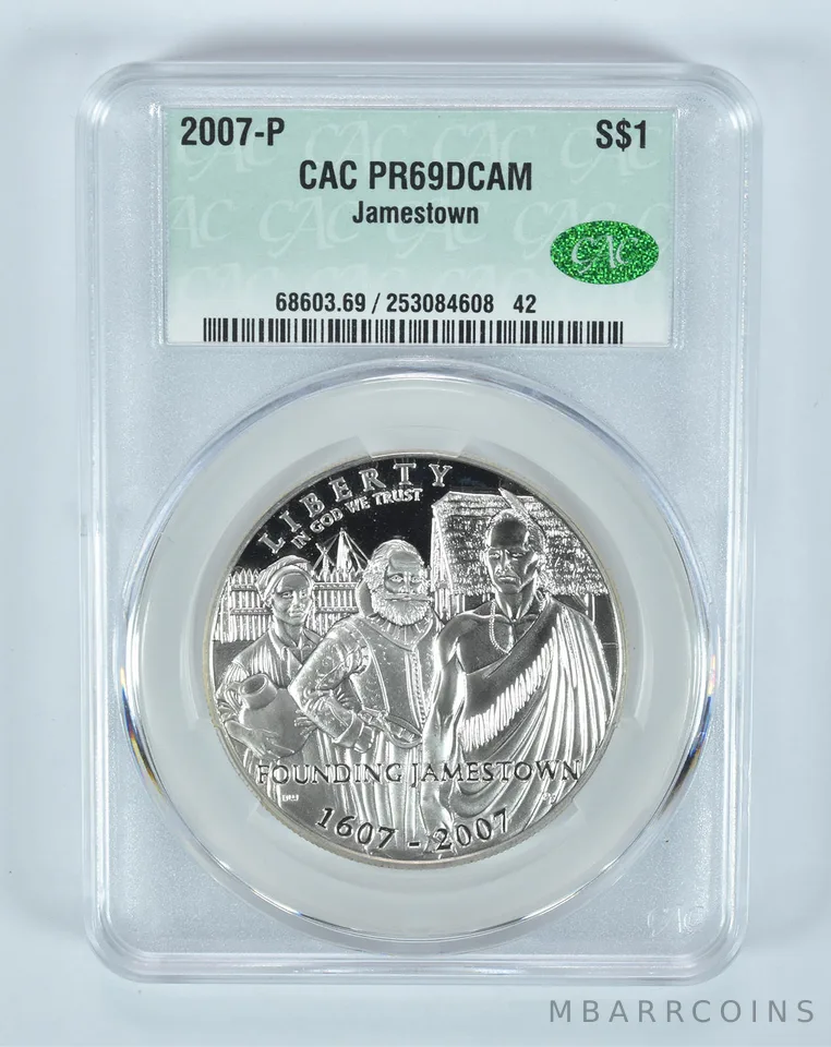 2007-P Jamestown Commemorative Silver Dollar PR69 DCAM CAC CACg