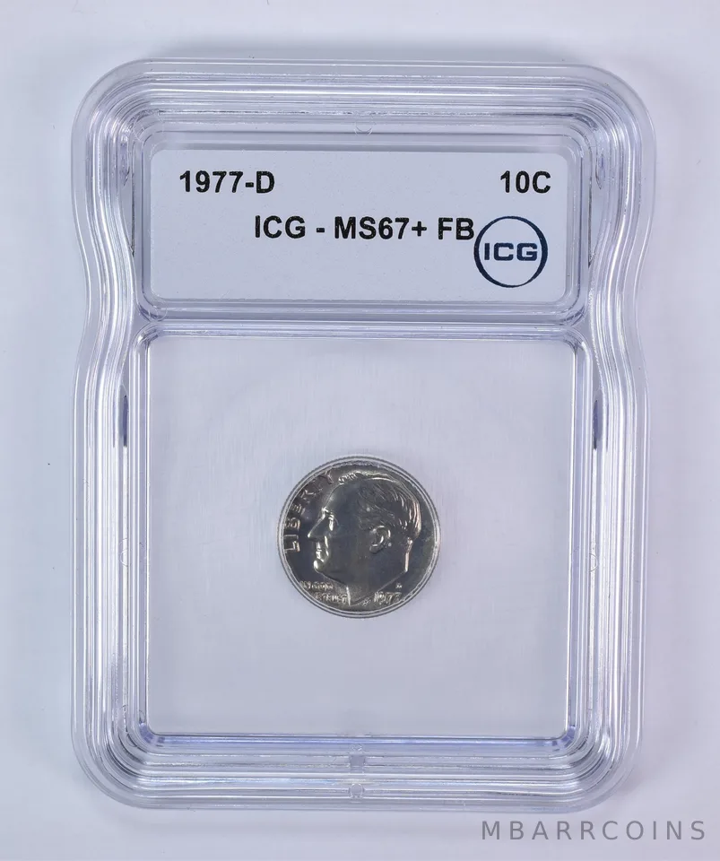 1977-D Roosevelt Dime MS67+ FB ICG