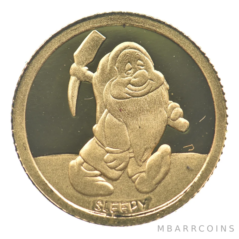 Disney's Snow White 50th Anniversary Gold Round Sleepy 1/10th Gold *2296