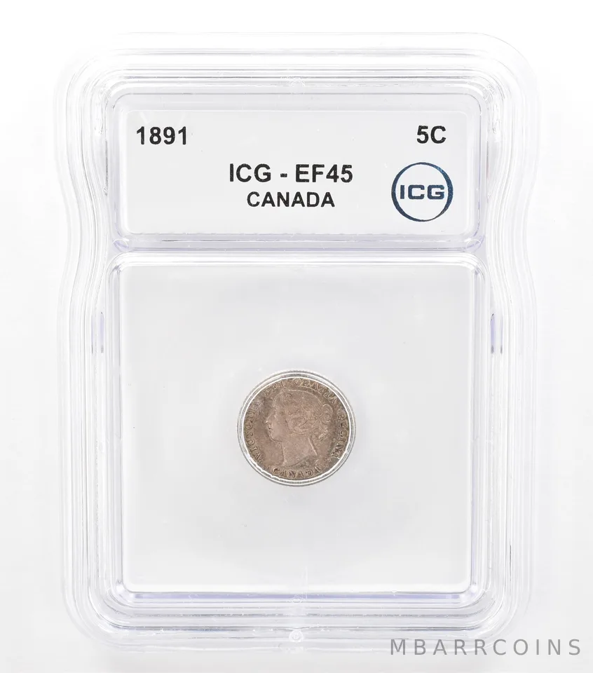 1891 Canada 5 Cents EF45 ICG Beautiful Tone *5757