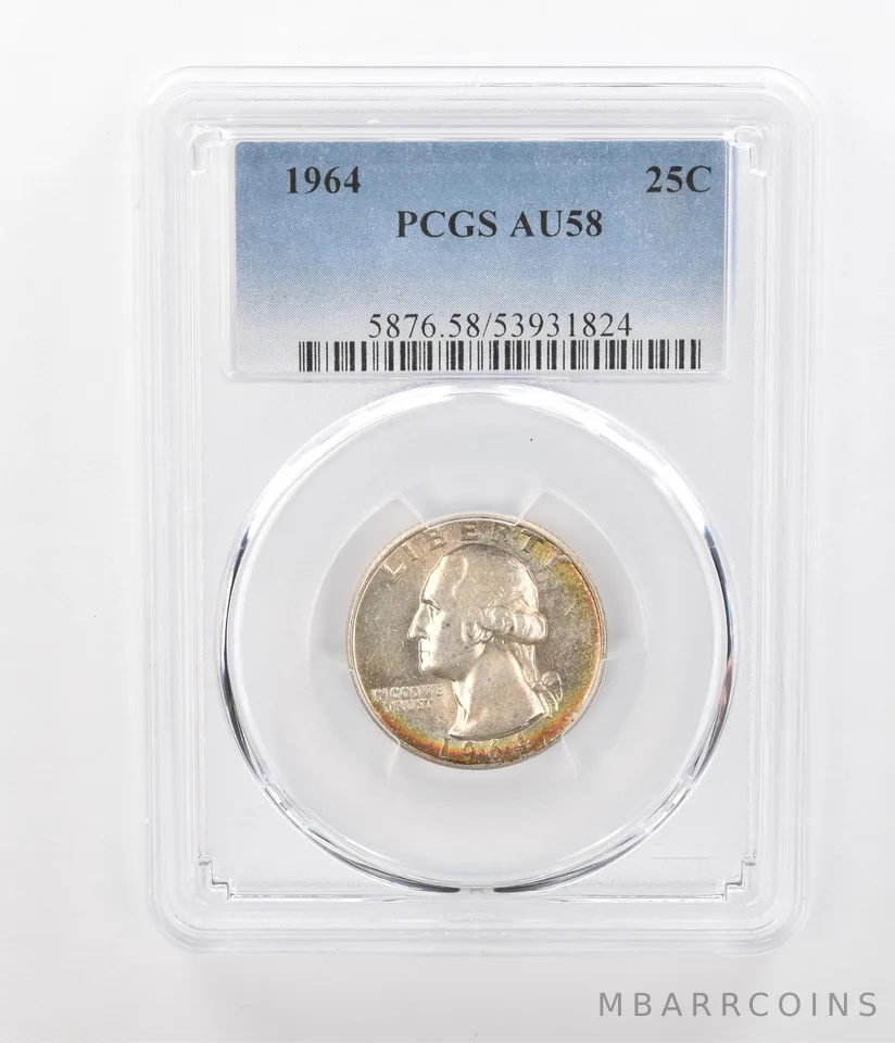 1964 Washington Quarter AU58 PCGS Beautiful Tone a1133