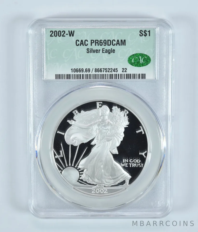 2002-W American Silver Eagle PR69 DCAM CAC CACg