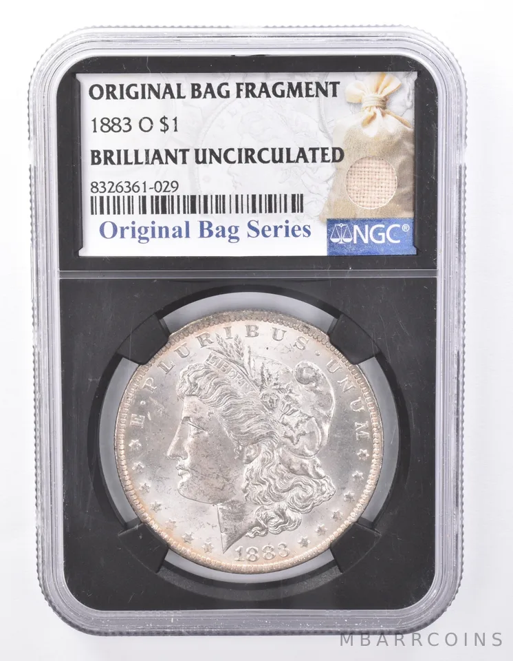 1883-O Morgan Silver Dollar Original Bag Fragment BU NGC Nice Tone Reverse *9397