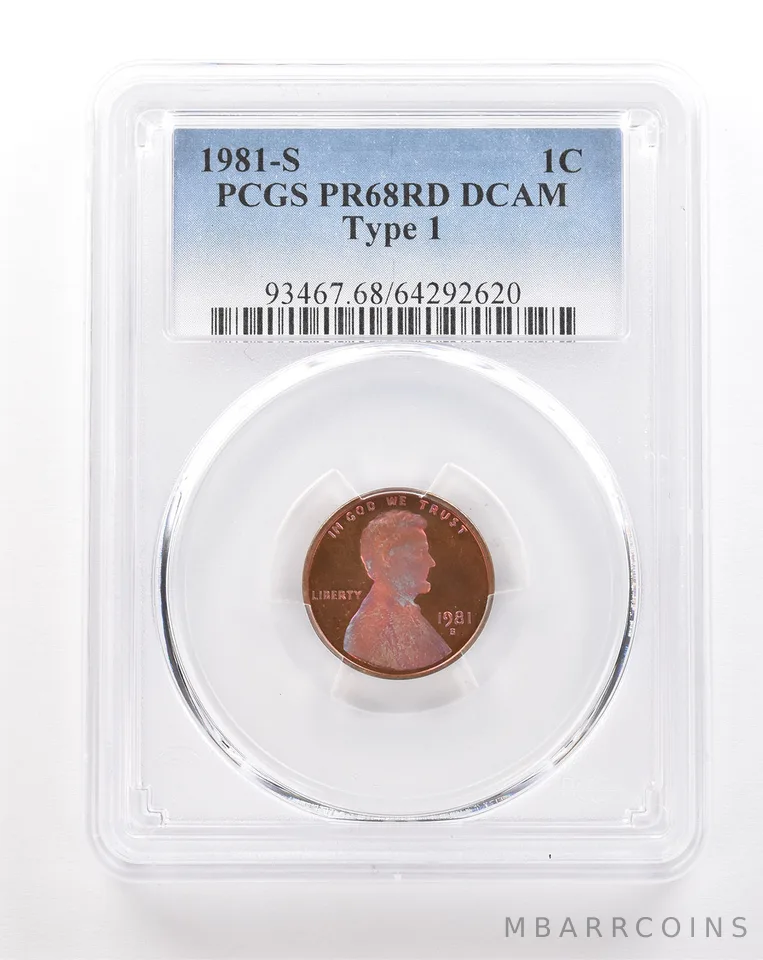 1981-S Lincoln Memorial Cent Type 1 PR68 RD DCAM PCGS Beautiful Tone *3457