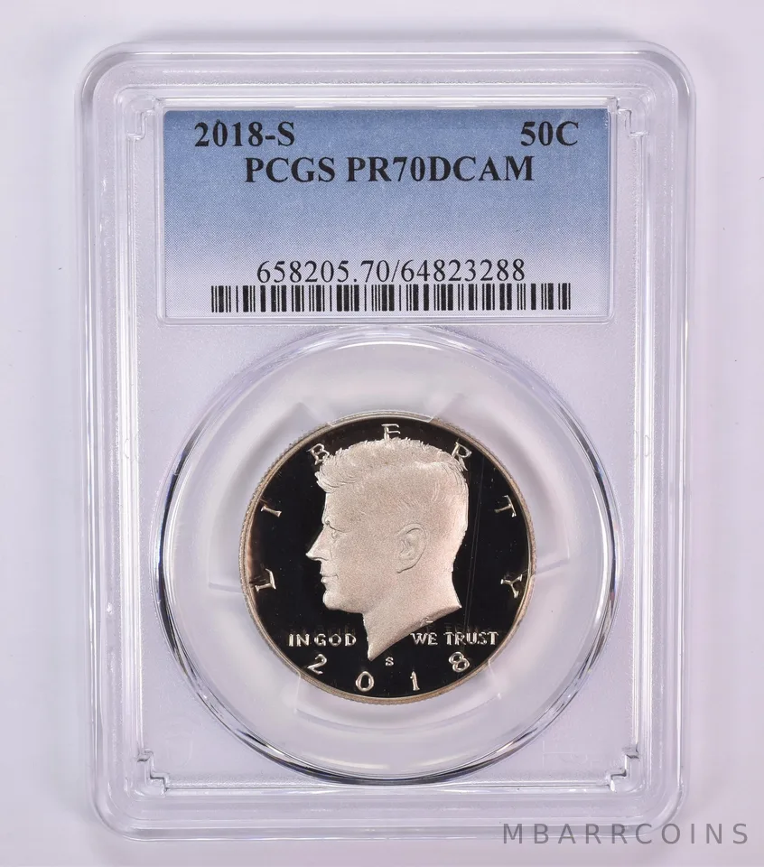 2018-S Kennedy Half Dollar PR70 DCAM PCGS Blue Label