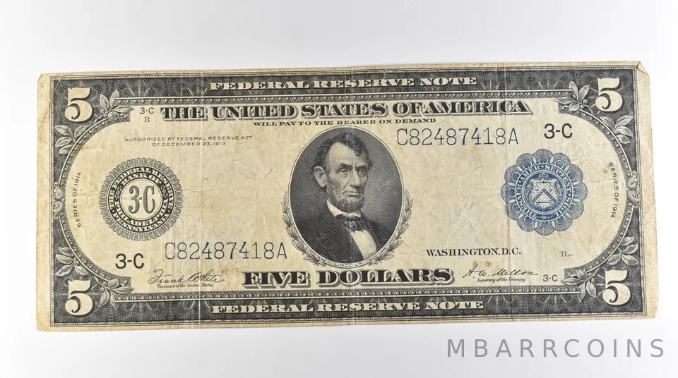 1914 $5 Philadelphia PA FRN Large Note Blue Seal *3135