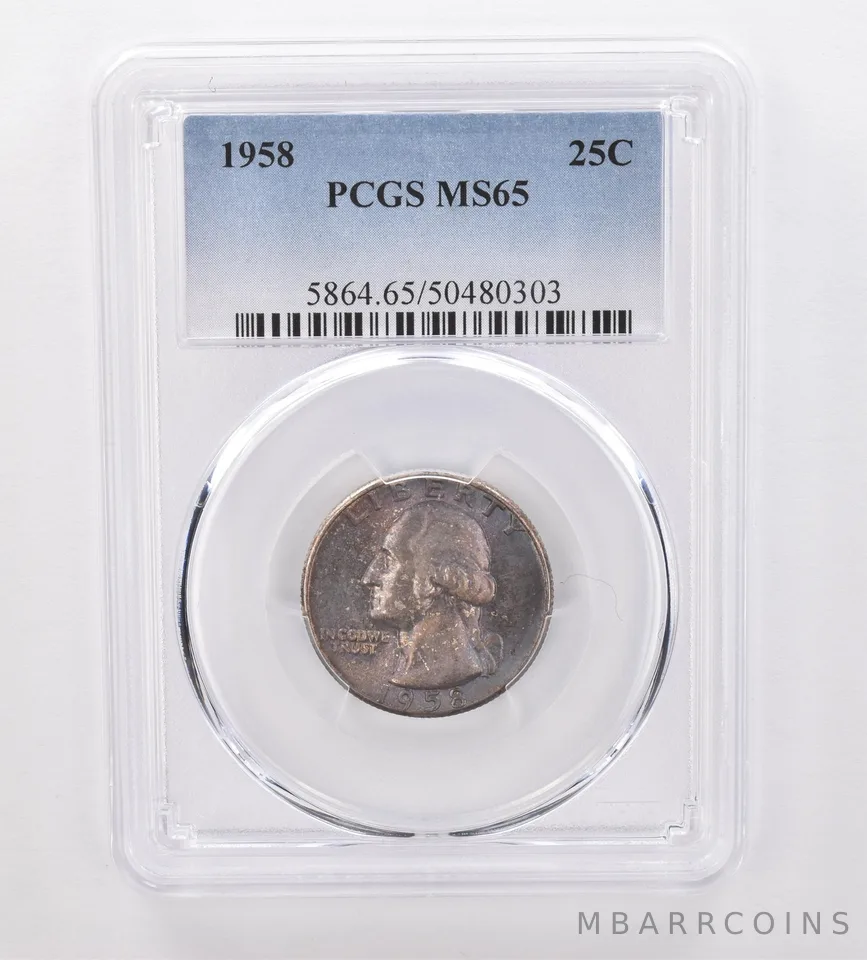 1958 Washington Quarter MS65 PCGS Beautiful Tone *0063