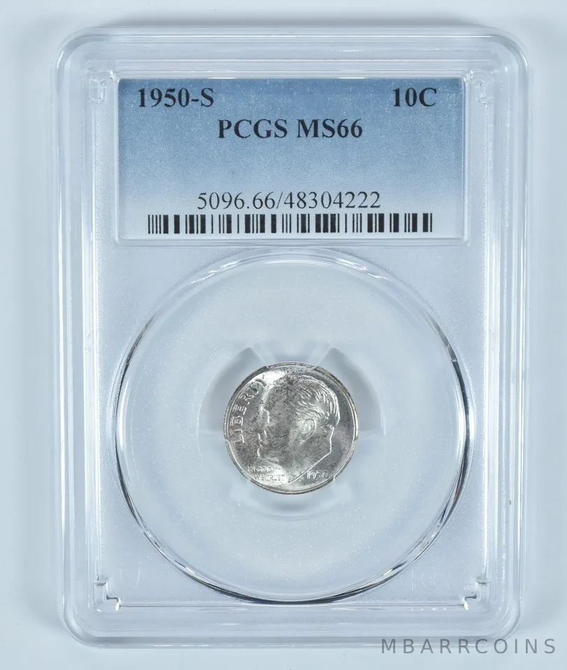 1950-S Roosevelt Dime MS66 PCGS Blue Label