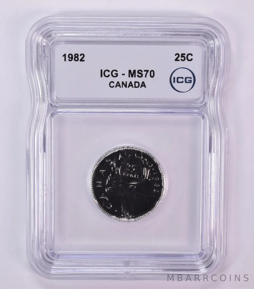 1982 Canada 25 Cents Caribou MS70 ICG