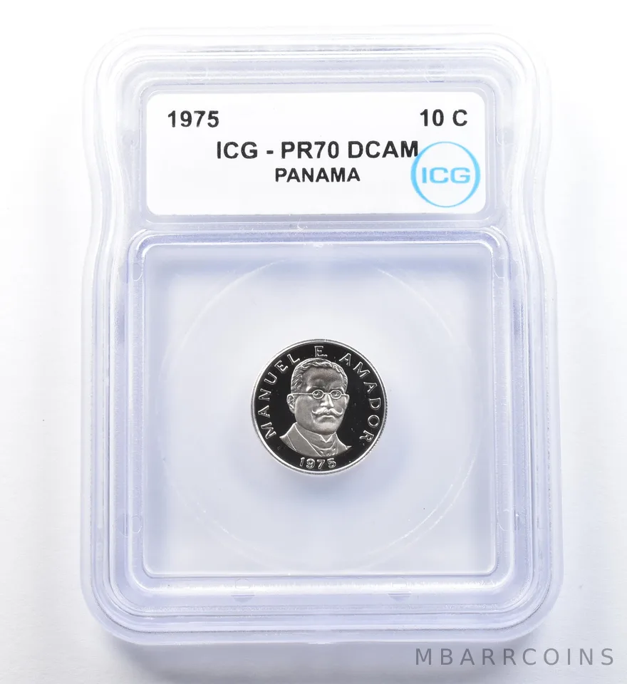 1975 Panama 10 Cents PR70 DCAM ICG a1108