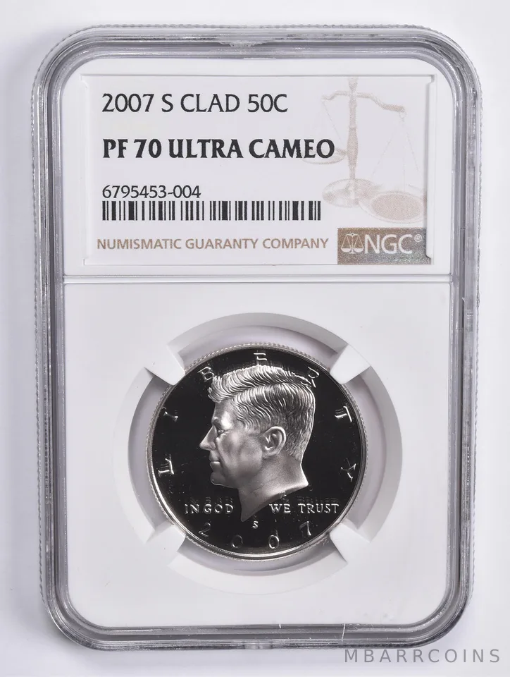 2007-S Kennedy Half Dollar CLAD 50c PF70 UCAM NGC Brown Lbl