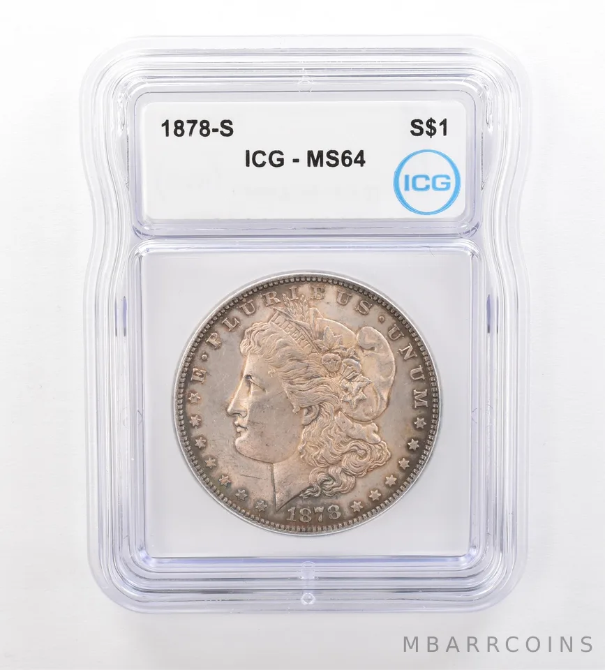 1878-S Morgan Silver Dollar MS64 ICG Beautiful Tone *7540