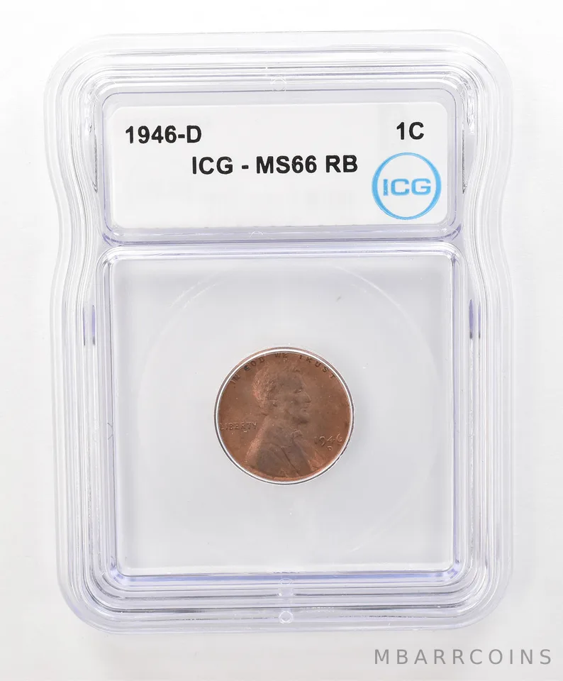 1946-D Lincoln Wheat Cent MS66 RB ICG Beautiful Tone a6656