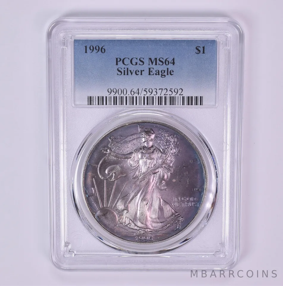 1996 American Silver Eagle MS64 PCGS Beautiful Tone *1485