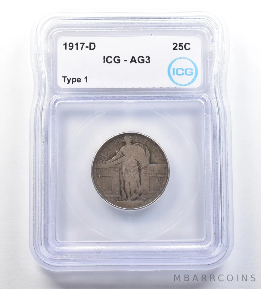 1917-D Standing Liberty Quarter Type 1 AG3 ICG Lowball *7117