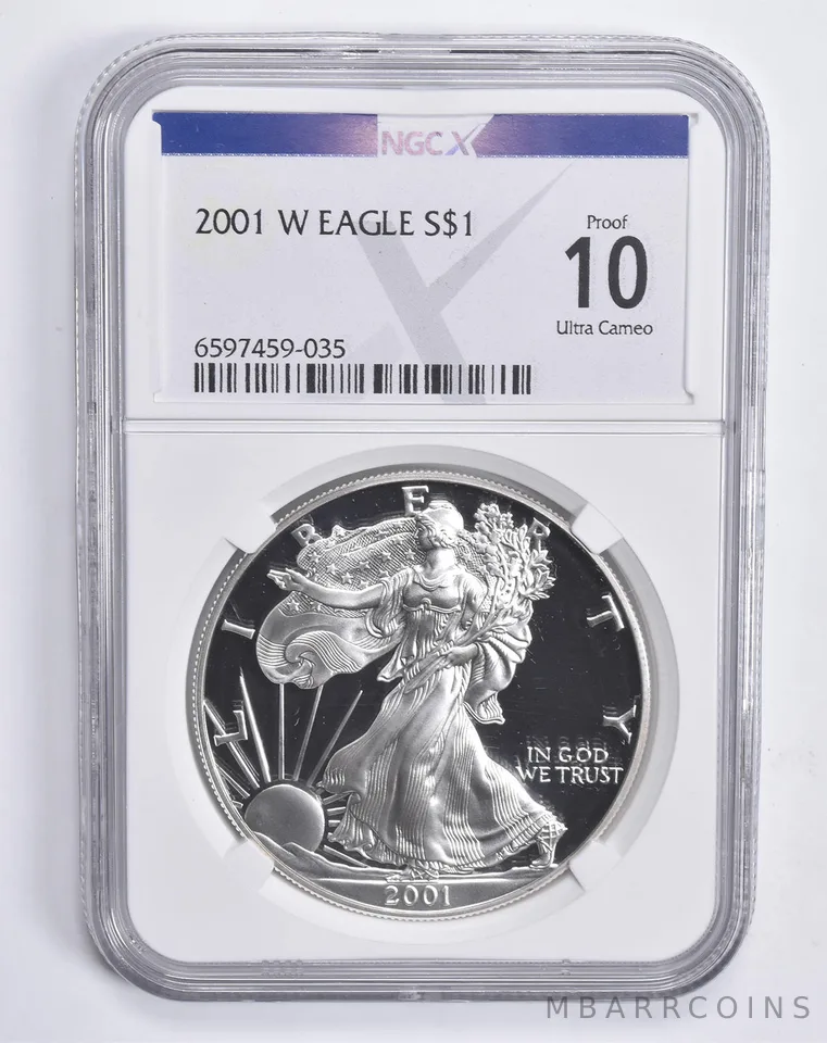 2001-W American Silver Eagle Proof 10 NGC X