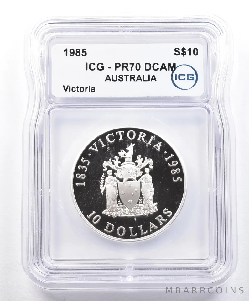1985 Australia 10 Dollars Silver Victoria PR70 DCAM ICG *1591