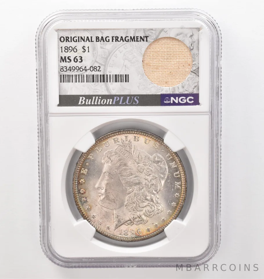 1896 Morgan Silver Dollar Original Bag Fragment MS63 NGC Beautiful Tone *2468