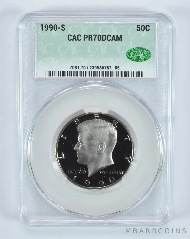 1990-S Kennedy Half Dollar PR70 DCAM CAC CACg