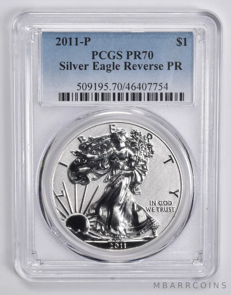 2011-P American Silver Eagle Reverse Proof PR70 Reverse PCGS Blue Label