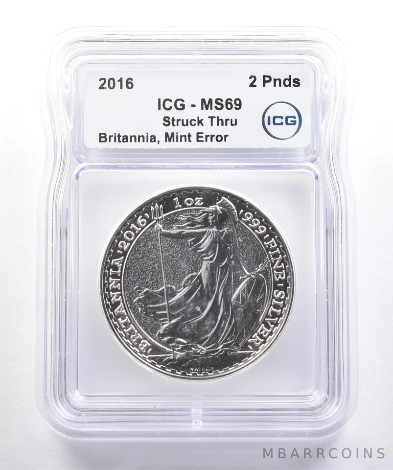 2016 Great Britain 2 Pounds Silver Britannia Mint Error MS69 ICG *4262