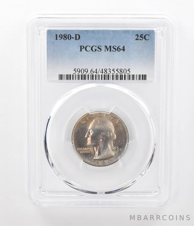 1980-D Washington Quarter MS64 PCGS Beautiful Tone *2375