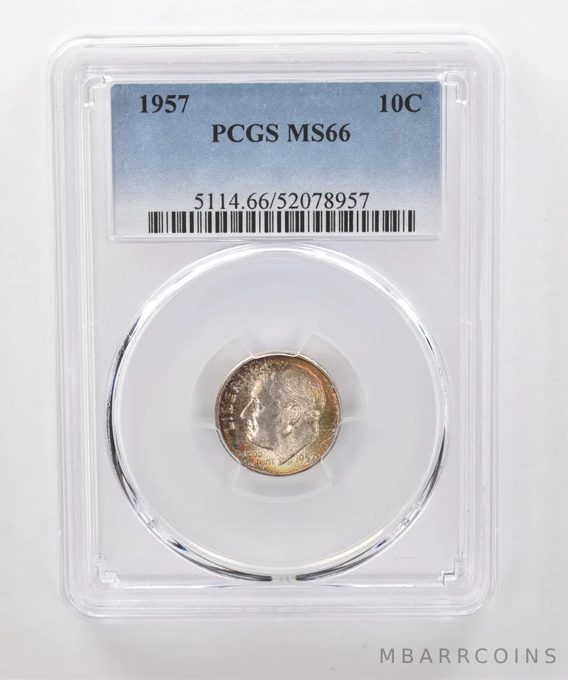 1957 Roosevelt Dime MS66 PCGS Beautiful Tone *1871
