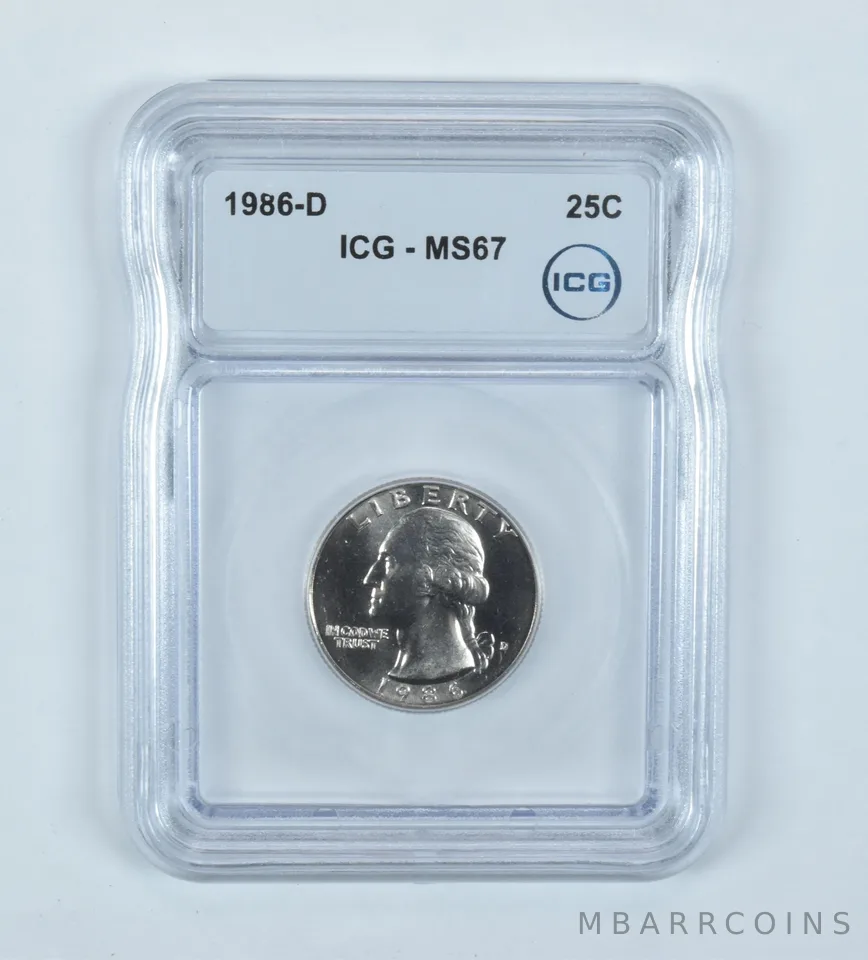 1986-D Washington Quarter MS67 ICG