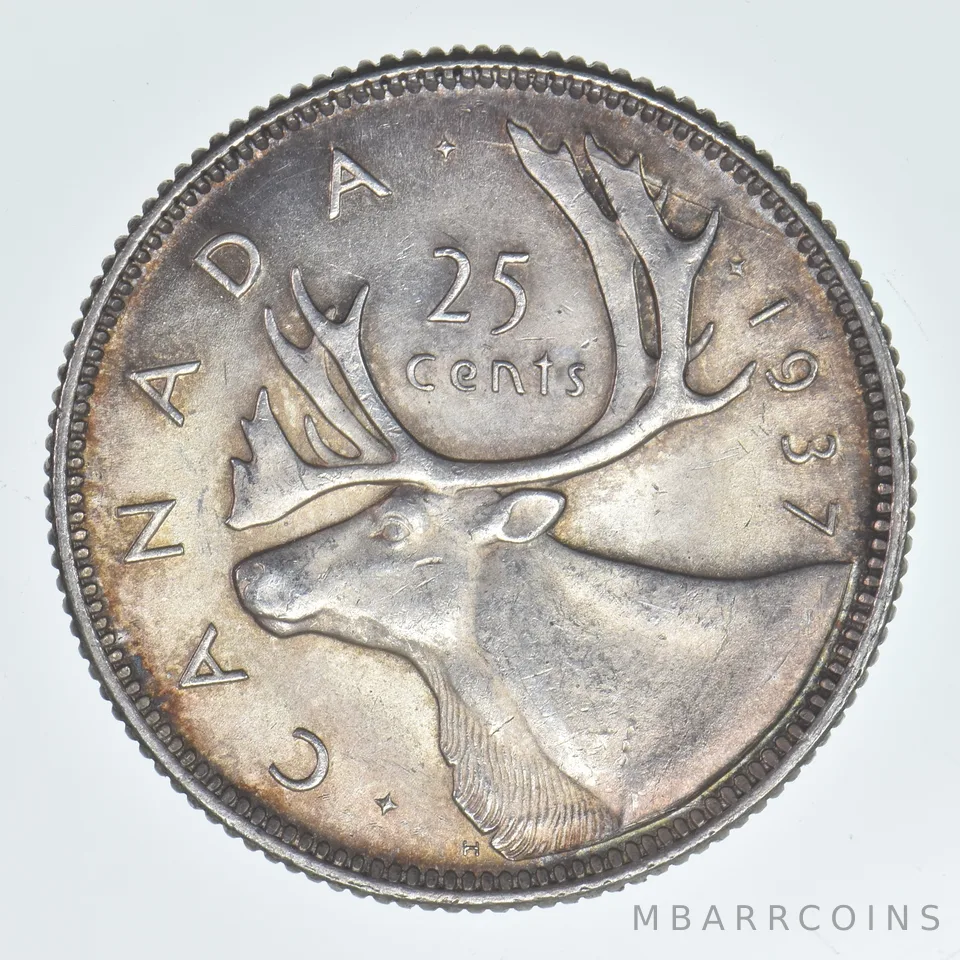 1937 Canada 25 Cents Beautiful Tone a8040